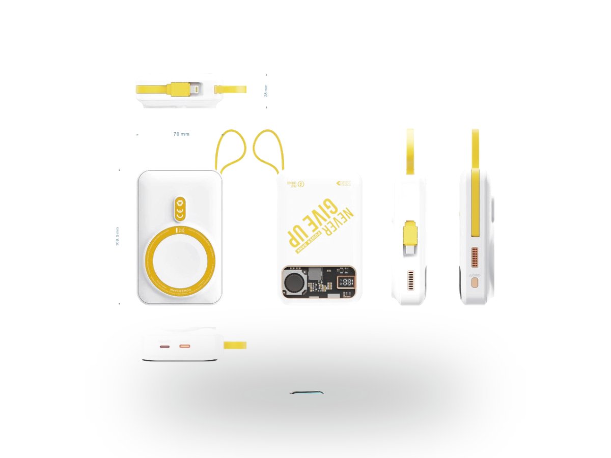 3-in-1 Magnetic Wireless Power Bank with Built-in Cables - 10000mAh (DG-F3)